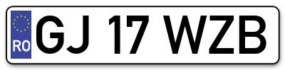 Placuta inmatriculare numar auto  GJ-17-WZB, GJ 17 WZB, GJ17WZB