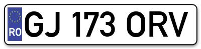 Placuta inmatriculare numar auto  GJ-173-ORV, GJ 173 ORV, GJ173ORV