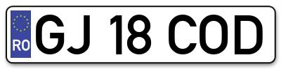 Placuta inmatriculare numar auto  GJ-18-COD, GJ 18 COD, GJ18COD