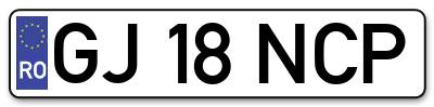 Placuta inmatriculare numar auto  GJ-18-NCP, GJ 18 NCP, GJ18NCP