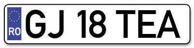 Placuta inmatriculare numar auto  GJ-18-TEA, GJ 18 TEA, GJ18TEA