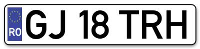 Placuta inmatriculare numar auto  GJ-18-TRH, GJ 18 TRH, GJ18TRH