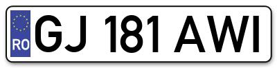Placuta inmatriculare numar auto  GJ-181-AWI, GJ 181 AWI, GJ181AWI