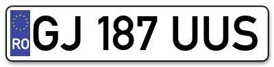 Placuta inmatriculare numar auto  GJ-187-UUS, GJ 187 UUS, GJ187UUS