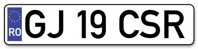 Placuta inmatriculare numar auto  GJ-19-CSR, GJ 19 CSR, GJ19CSR