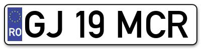Placuta inmatriculare numar auto  GJ-19-MCR, GJ 19 MCR, GJ19MCR