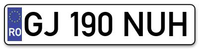 Placuta inmatriculare numar auto  GJ-190-NUH, GJ 190 NUH, GJ190NUH