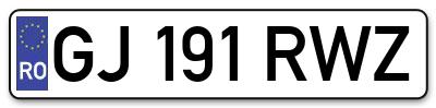 Placuta inmatriculare numar auto  GJ-191-RWZ, GJ 191 RWZ, GJ191RWZ