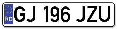 Placuta inmatriculare numar auto  GJ-196-JZU, GJ 196 JZU, GJ196JZU