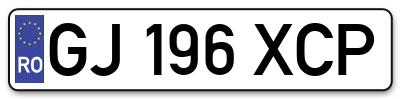 Placuta inmatriculare numar auto  GJ-196-XCP, GJ 196 XCP, GJ196XCP