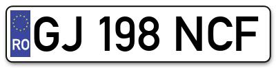 Placuta inmatriculare numar auto  GJ-198-NCF, GJ 198 NCF, GJ198NCF