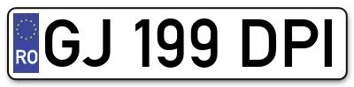 Placuta inmatriculare numar auto  GJ-199-DPI, GJ 199 DPI, GJ199DPI