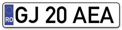 Placuta inmatriculare numar auto  GJ-20-AEA, GJ 20 AEA, GJ20AEA