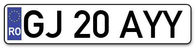 Placuta inmatriculare numar auto  GJ-20-AYY, GJ 20 AYY, GJ20AYY
