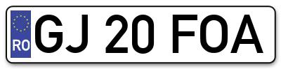 Placuta inmatriculare numar auto  GJ-20-FOA, GJ 20 FOA, GJ20FOA
