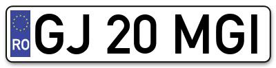 Placuta inmatriculare numar auto  GJ-20-MGI, GJ 20 MGI, GJ20MGI