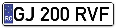 Placuta inmatriculare numar auto  GJ-200-RVF, GJ 200 RVF, GJ200RVF