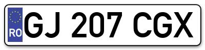 Placuta inmatriculare numar auto  GJ-207-CGX, GJ 207 CGX, GJ207CGX