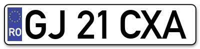 Placuta inmatriculare numar auto  GJ-21-CXA, GJ 21 CXA, GJ21CXA