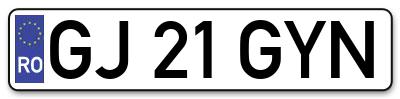 Placuta inmatriculare numar auto  GJ-21-GYN, GJ 21 GYN, GJ21GYN