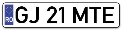 Placuta inmatriculare numar auto  GJ-21-MTE, GJ 21 MTE, GJ21MTE