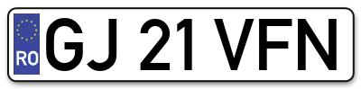Placuta inmatriculare numar auto  GJ-21-VFN, GJ 21 VFN, GJ21VFN