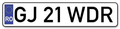 Placuta inmatriculare numar auto  GJ-21-WDR, GJ 21 WDR, GJ21WDR