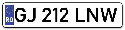 Placuta inmatriculare numar auto  GJ-212-LNW, GJ 212 LNW, GJ212LNW