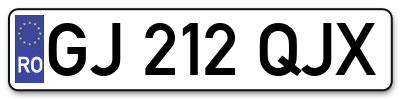 Placuta inmatriculare numar auto  GJ-212-QJX, GJ 212 QJX, GJ212QJX