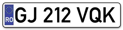 Placuta inmatriculare numar auto  GJ-212-VQK, GJ 212 VQK, GJ212VQK