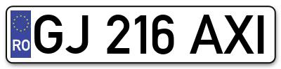 Placuta inmatriculare numar auto  GJ-216-AXI, GJ 216 AXI, GJ216AXI