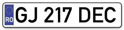 Placuta inmatriculare numar auto  GJ-217-DEC, GJ 217 DEC, GJ217DEC
