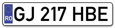 Placuta inmatriculare numar auto  GJ-217-HBE, GJ 217 HBE, GJ217HBE