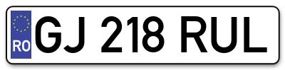 Placuta inmatriculare numar auto  GJ-218-RUL, GJ 218 RUL, GJ218RUL