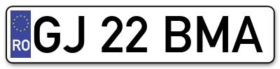 Placuta inmatriculare numar auto  GJ-22-BMA, GJ 22 BMA, GJ22BMA