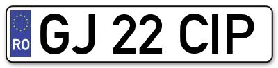 Placuta inmatriculare numar auto  GJ-22-CIP, GJ 22 CIP, GJ22CIP