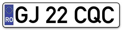 Placuta inmatriculare numar auto  GJ-22-CQC, GJ 22 CQC, GJ22CQC