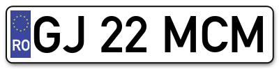 Placuta inmatriculare numar auto  GJ-22-MCM, GJ 22 MCM, GJ22MCM
