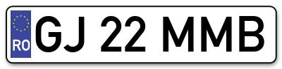 Placuta inmatriculare numar auto  GJ-22-MMB, GJ 22 MMB, GJ22MMB