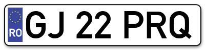 Placuta inmatriculare numar auto  GJ-22-PRQ, GJ 22 PRQ, GJ22PRQ