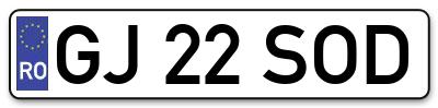 Placuta inmatriculare numar auto  GJ-22-SOD, GJ 22 SOD, GJ22SOD