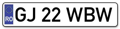 Placuta inmatriculare numar auto  GJ-22-WBW, GJ 22 WBW, GJ22WBW
