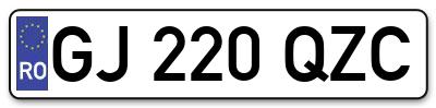 Placuta inmatriculare numar auto  GJ-220-QZC, GJ 220 QZC, GJ220QZC
