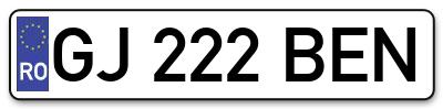 Placuta inmatriculare numar auto  GJ-222-BEN, GJ 222 BEN, GJ222BEN