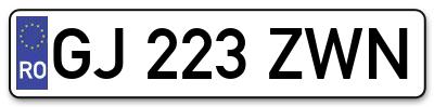 Placuta inmatriculare numar auto  GJ-223-ZWN, GJ 223 ZWN, GJ223ZWN