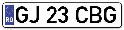 Placuta inmatriculare numar auto  GJ-23-CBG, GJ 23 CBG, GJ23CBG