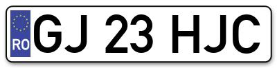 Placuta inmatriculare numar auto  GJ-23-HJC, GJ 23 HJC, GJ23HJC