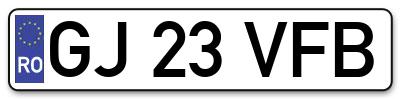 Placuta inmatriculare numar auto  GJ-23-VFB, GJ 23 VFB, GJ23VFB