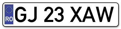 Placuta inmatriculare numar auto  GJ-23-XAW, GJ 23 XAW, GJ23XAW