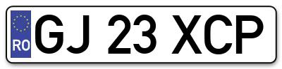 Placuta inmatriculare numar auto  GJ-23-XCP, GJ 23 XCP, GJ23XCP